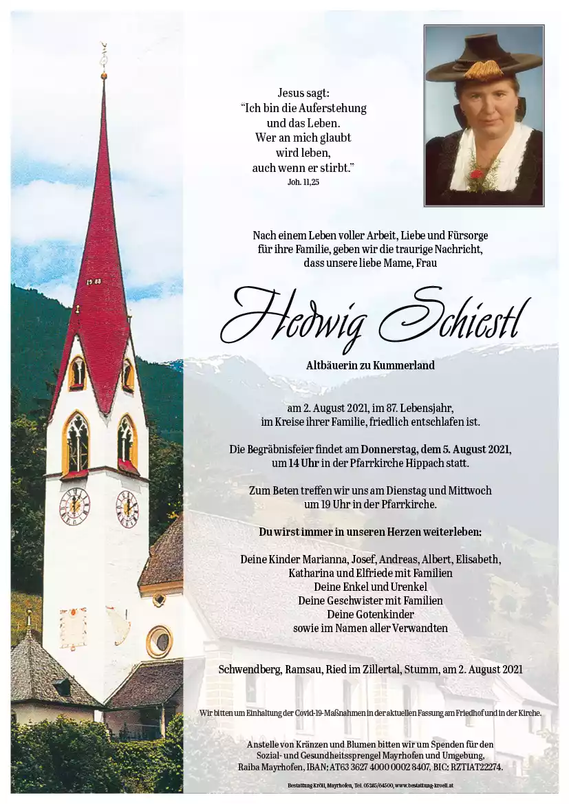 Parte von Hedwig Schiestl